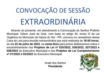 Convocação Extraordinária