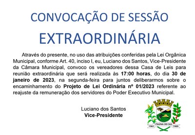 CONVOCAÇÃO EXTRAORDINÁRIA - JANEIRO 2023