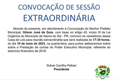 Convocação Extraordinária - Maio 2023