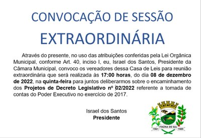 Convocação Extraordinária - Dezembro 2022