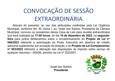 Convocação Extraordinária - 19-12-2022