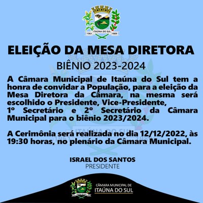 Eleição da Mesa Diretora - 2023-2024